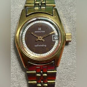Vintage Hamilton‎ 704003-4 Brown Date Ladies Automatic Wristwatch Swiss